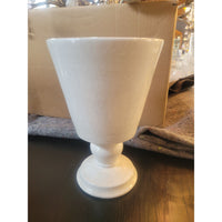 White Crackle Glazed Ceramic Goblet Vase