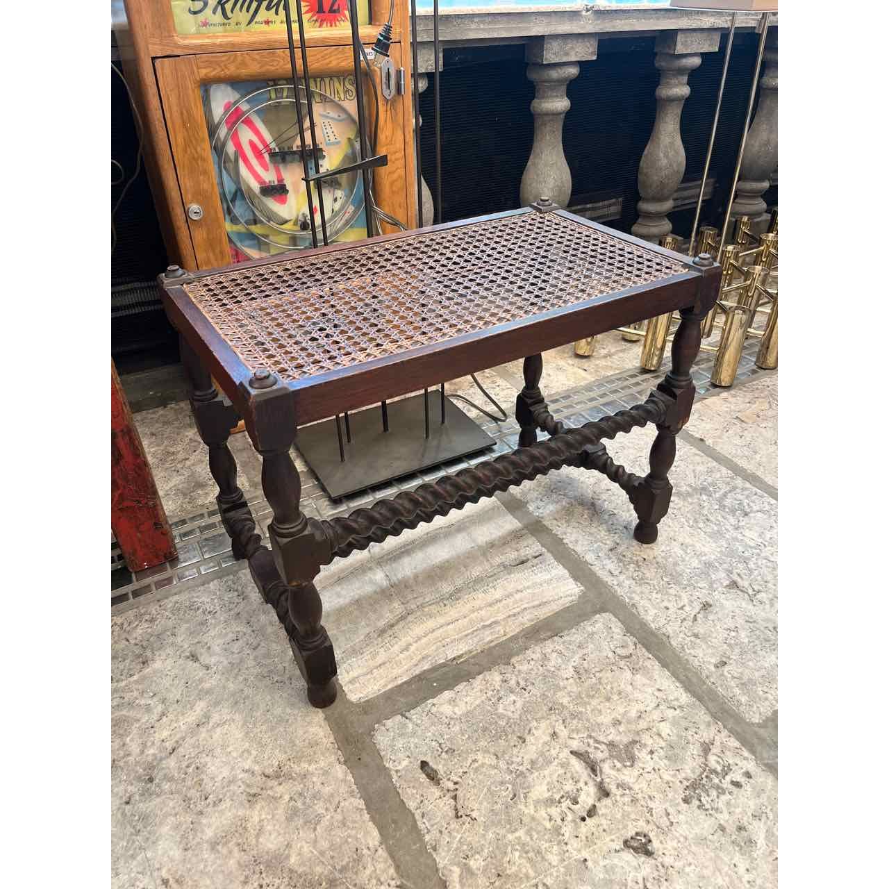 Antique English Barley Twist & Cane Bench