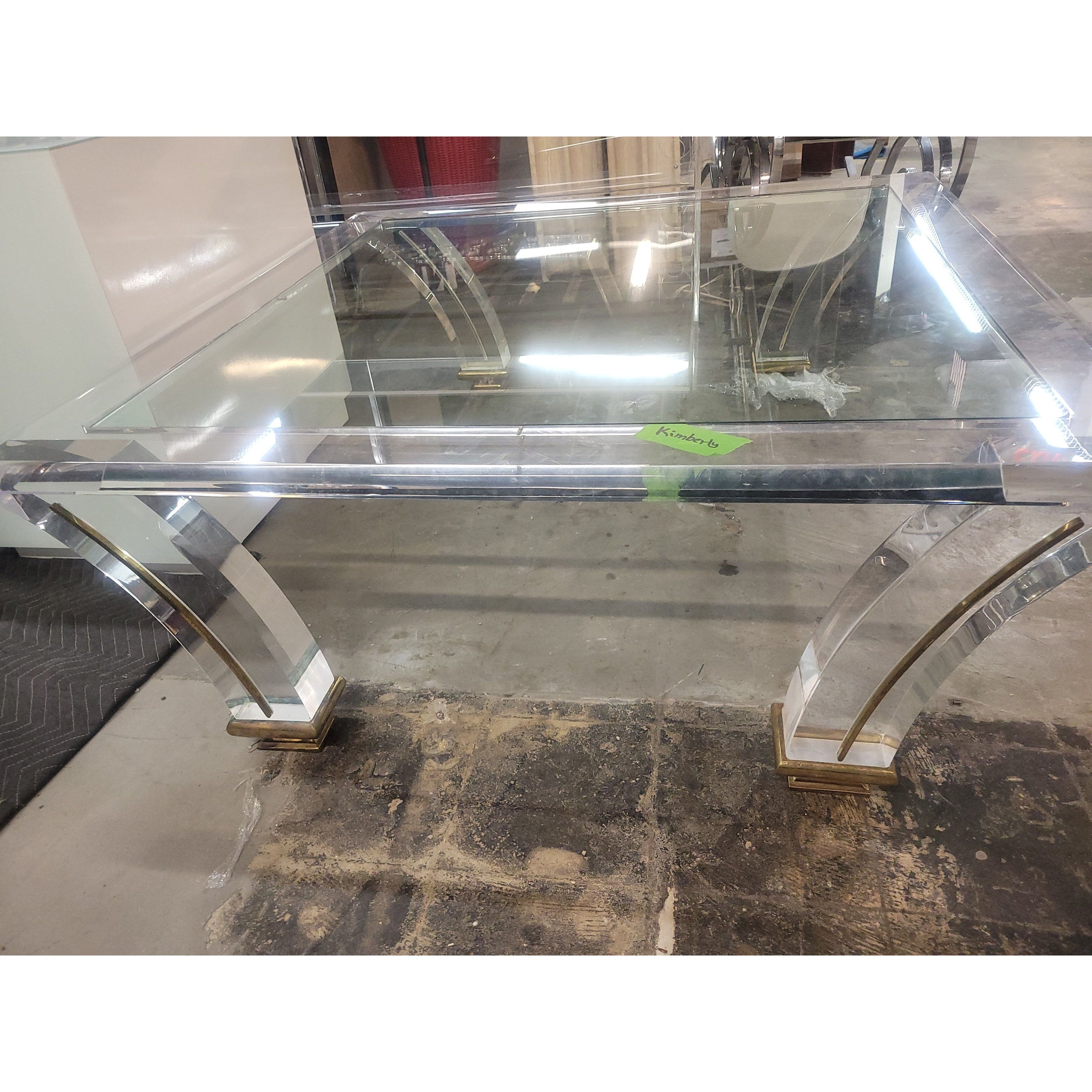 Vintage Lucite & Brass Coffee Table by Charles Hollis Jones - AS IS