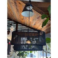 'Renata' 2-Tier Open Weave Black Paper Shade Pendant Light by GrandinRoad - colletteconsignment.com
