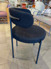 SET of 6 Black Boucle Chairs w/ Metal Legs