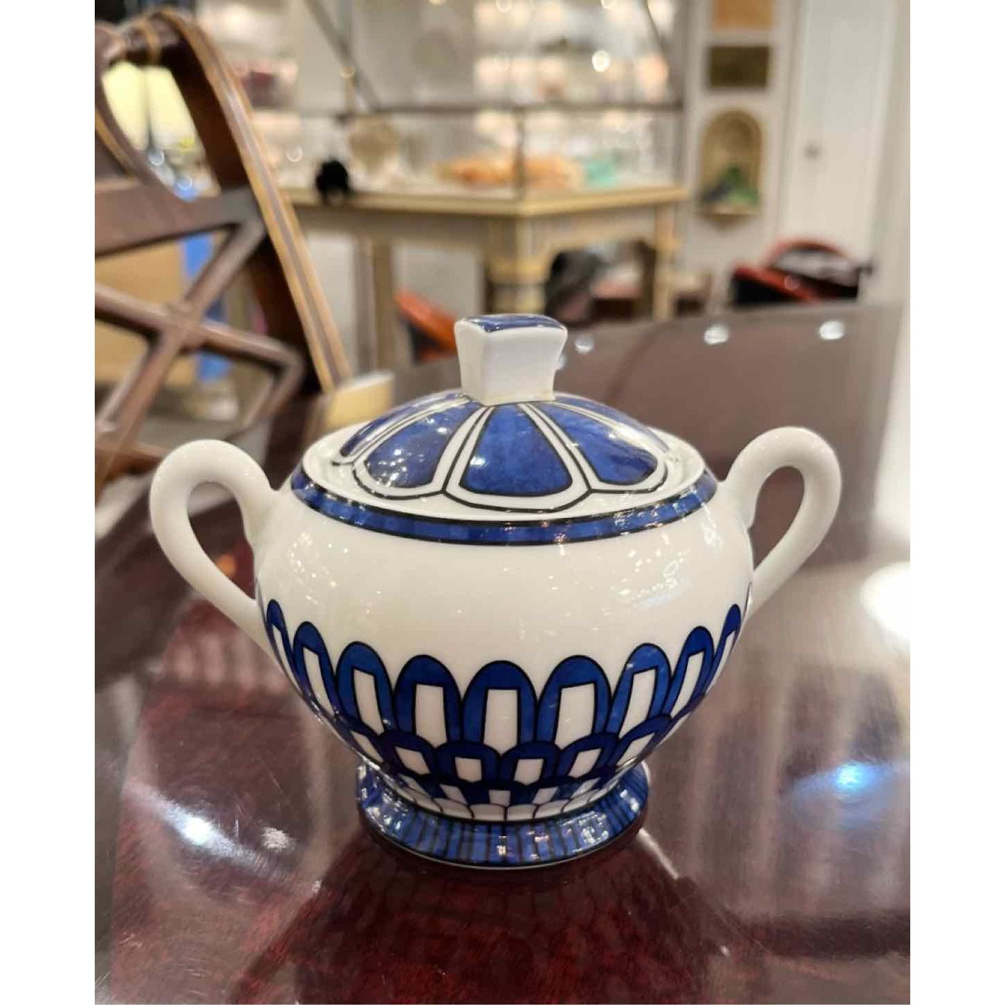 Hermes Bleus d'ailleurs Porcelain Sugar Bowl