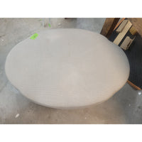 Gray Linen Oval Ottoman w/ Wood Legs by Barbara Barry (AS IS)