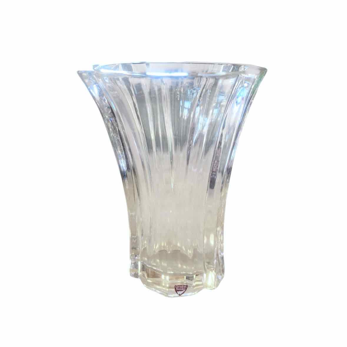 Crystal Oval Flower Vase by Orrefors Sweden