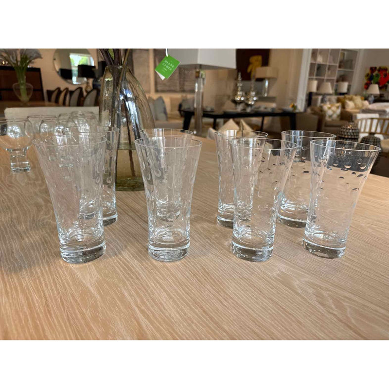 Set of 8 Vintage Highball Glasses w/ Carved Dots