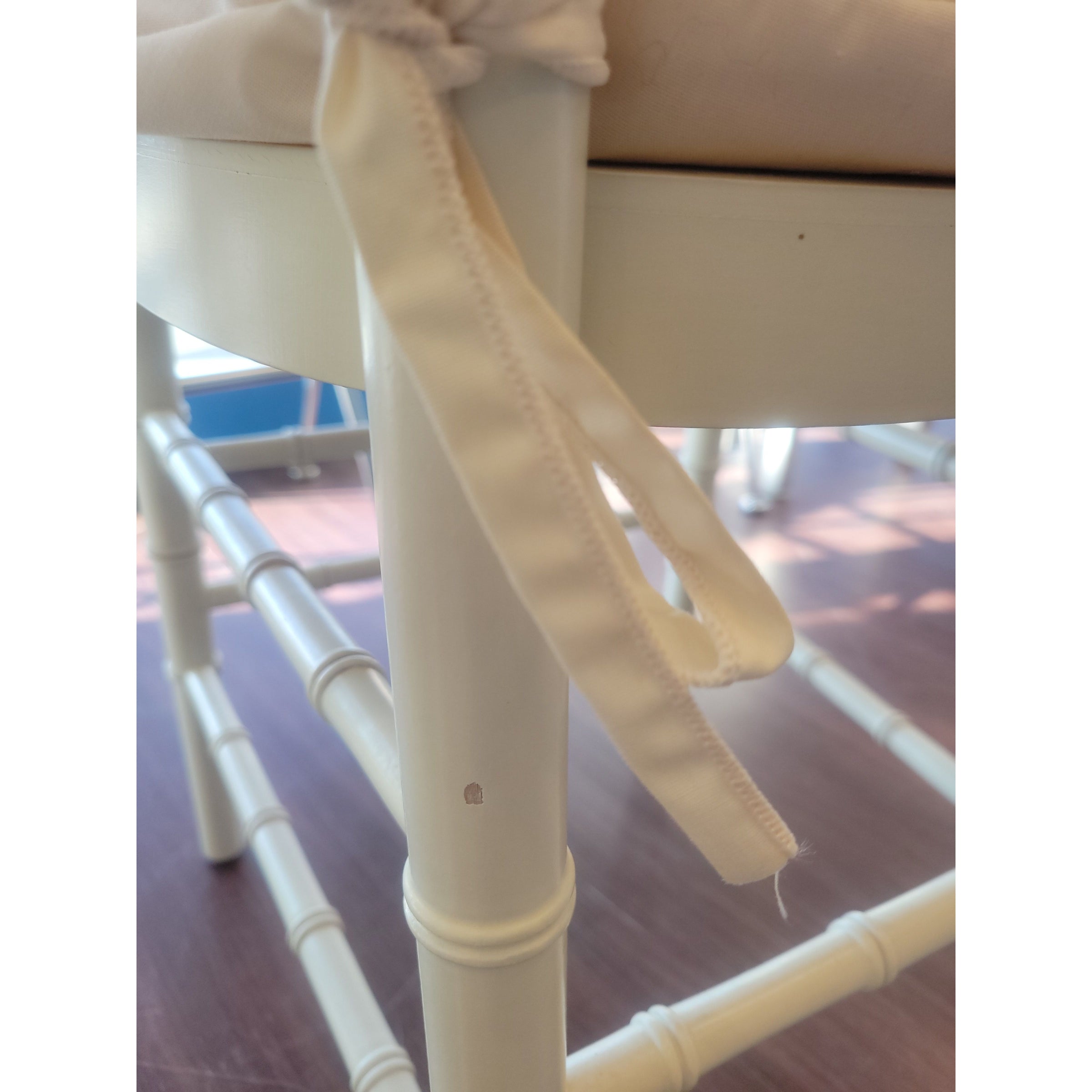 PAIR of Bulgarian Faux Bamboo Dining Chairs w/ Beige Cushions - AS IS