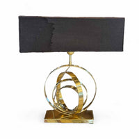Shiny Brass Rings Table Lamp w/ Black Shade