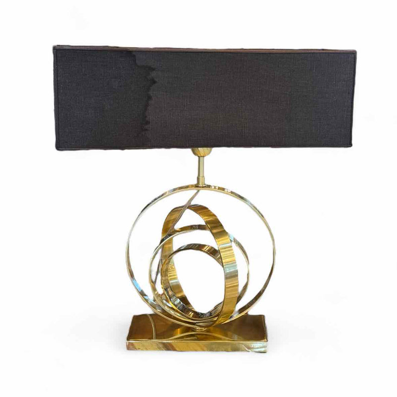 Shiny Brass Rings Table Lamp w/ Black Shade