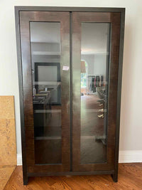 Dark Lacquer Cabinet w/ Glass Panel Doors