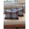 Pair of Wool Fabric Lumbar Pillows w/ Blue & Red Plaid Print