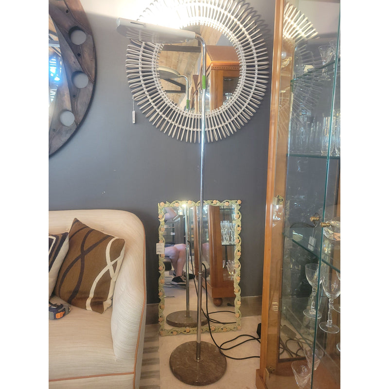 'Mezzaluna' Halogen Floor Lamp w/ Brown Marble Base by Bruno Gecchelin