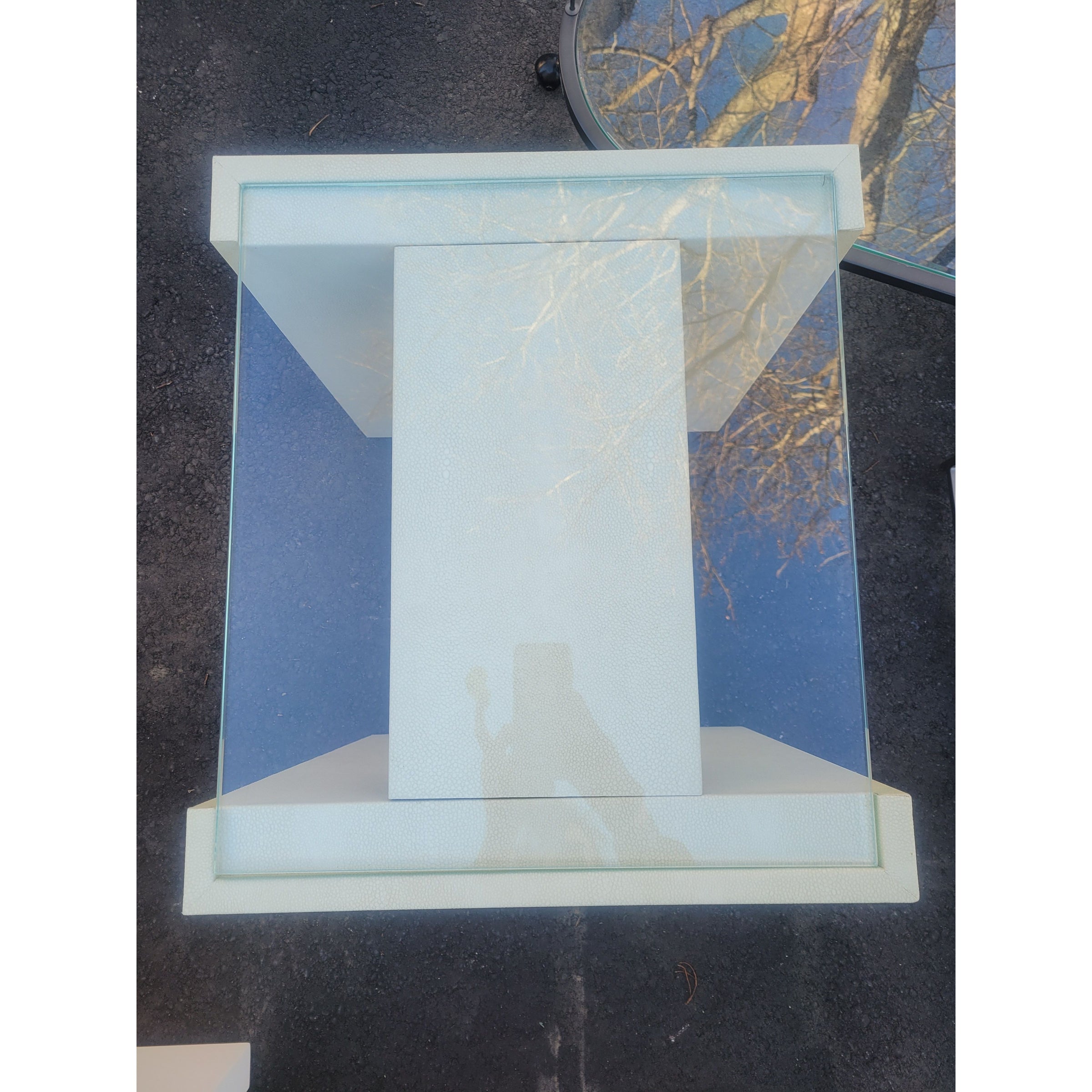 Shagreen Side Table w/ Glass Top