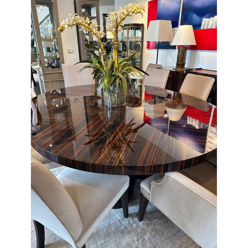 Rosetta Macassar Ebony Extension Dining Table on Maple & Bronze Base by Evanson - colletteconsignment.com