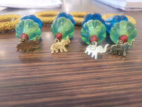 SET of 9 Gold Napkin Rings w/ Glass Beads & Elephant Charms