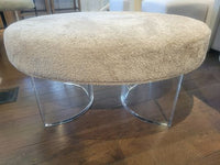 Nova Oval Shearling Ottoman on Lucite Legs by Interlude