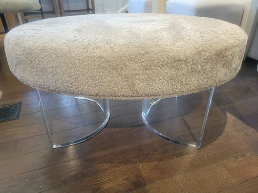 Nova Oval Shearling Ottoman on Lucite Legs by Interlude