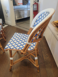 SET of 3 Blue & White Wicker Side Chairs by Maison Drucker