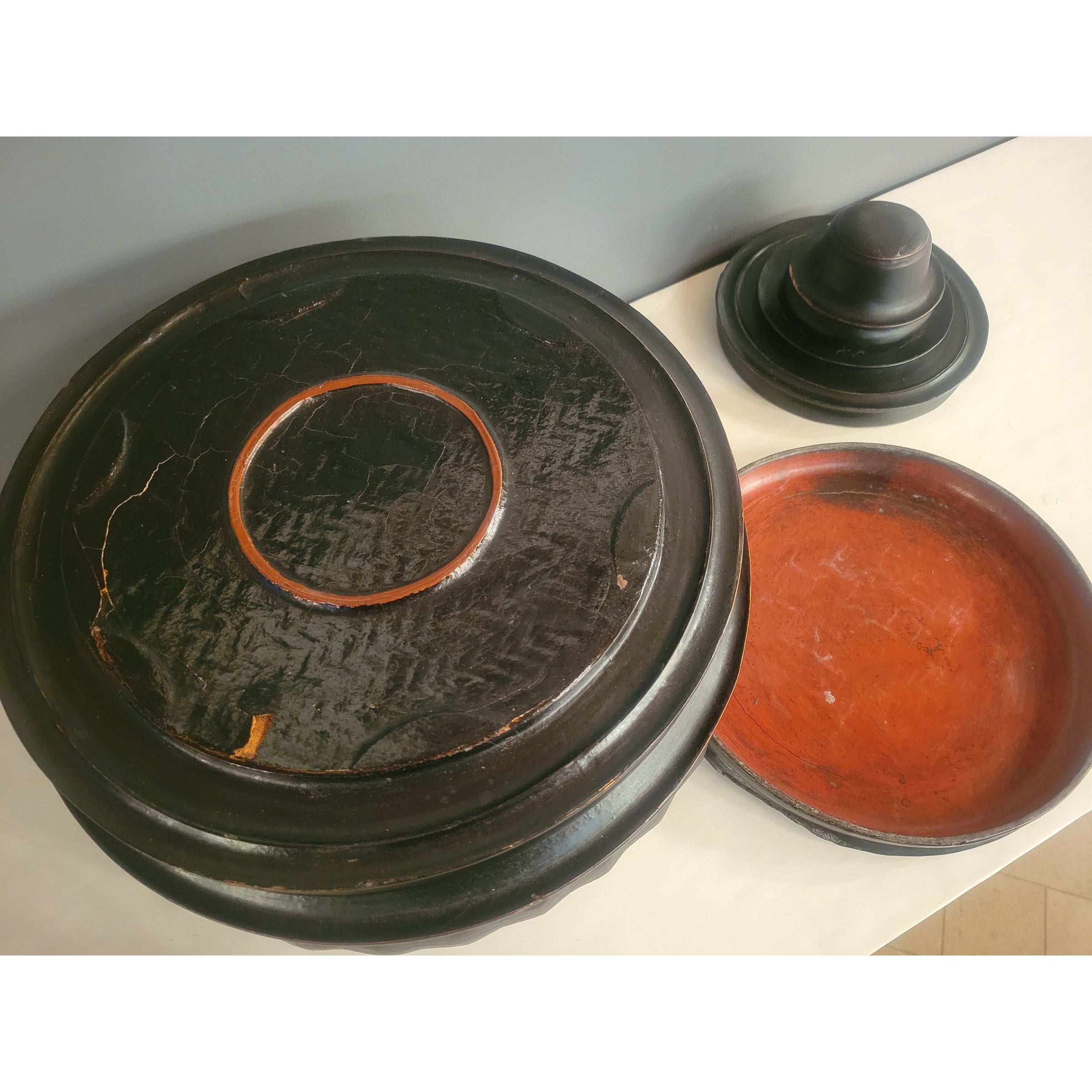 Antique Burmese Lacquer Monk Bowl Set (As Is)