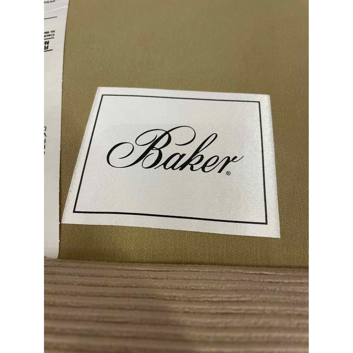 Beige Upholstered Salon Lounge Chair on Walnut Base by Baker (AS IS)