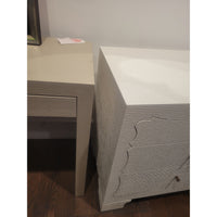 India White Faux Linen / Grasscloth 3-Drawer Nightstand by Dear Keaton - colletteconsignment.com
