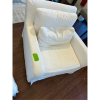 PAIR of Belgian Slipcover Slope Arm Chairs in White Performance Linen by RH