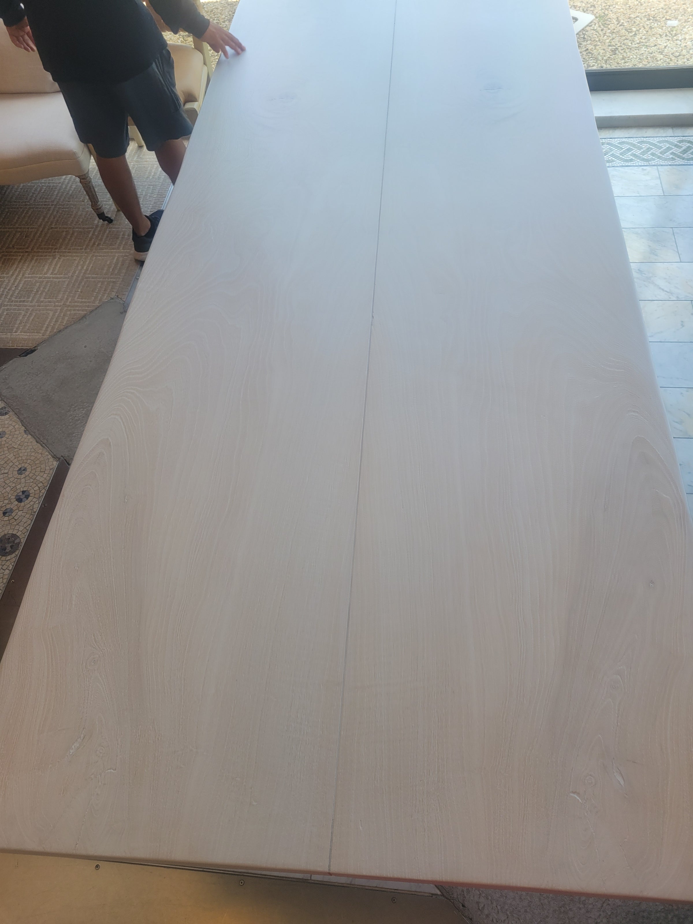 Sunbleached Ash Top Maya Dining Table on Metal X Base by Taracea
