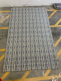 5' x 8' Beige Squares on Navy Rug #56