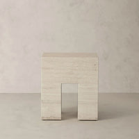 Brooklyn Travertine Side Table - AS IS