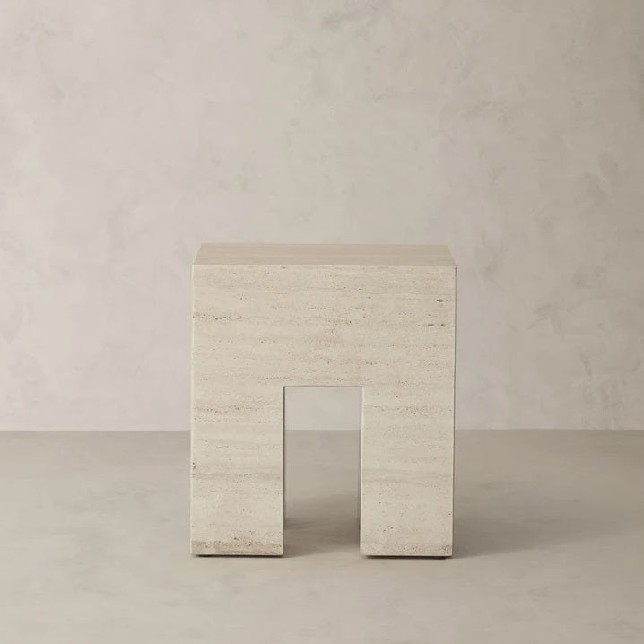 Brooklyn Travertine Side Table - AS IS