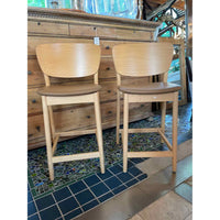 SET of 4 Leather & Wood Valencia Counter Stools by Ton (AS IS)
