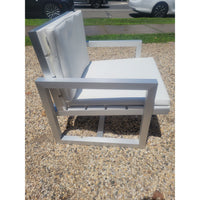 PAIR of Aluminum Lounge Chairs w/ White Poly Cushions by Gandia Blasco