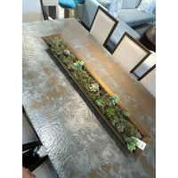 Long Brass Finished Steel Planter w/ Faux Succulents by RH