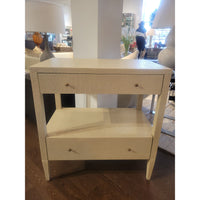 'Conrad' Beige Raffia Double Nightstand Attrib. to Made Goods - AS IS