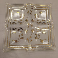 MCM Branches Gold Glass 4-Section Square Platter