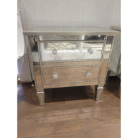 PAIR of Antiqued Mirror Glass Nightstands