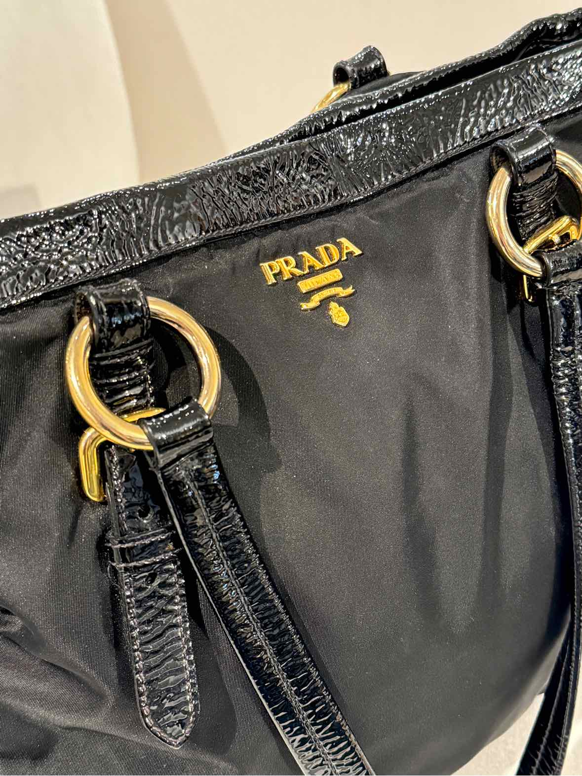 Women's Prada Exspandable Black Satchel w/Gold Hardware