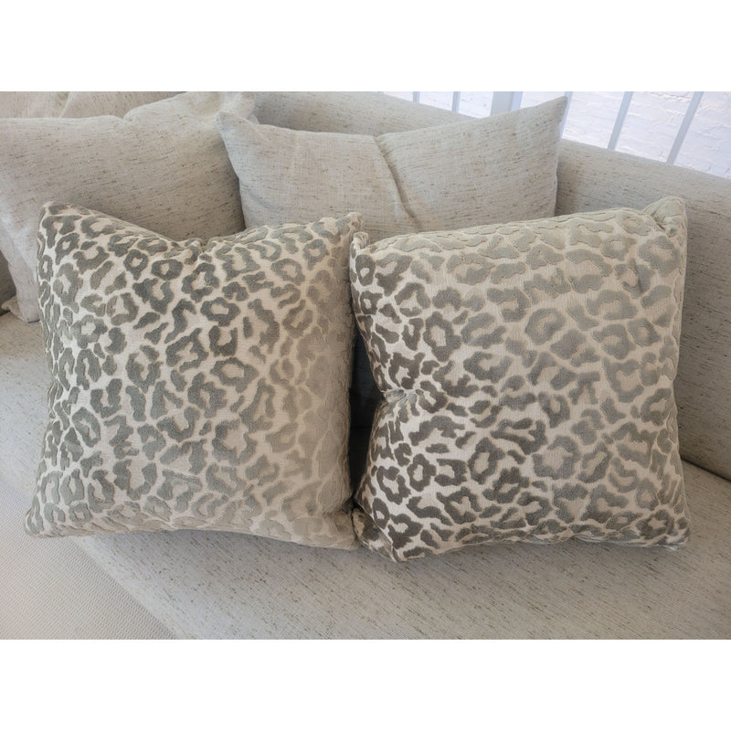 PAIR of Custom Chenille Leopard Pattern Pillows w/ Down Insert