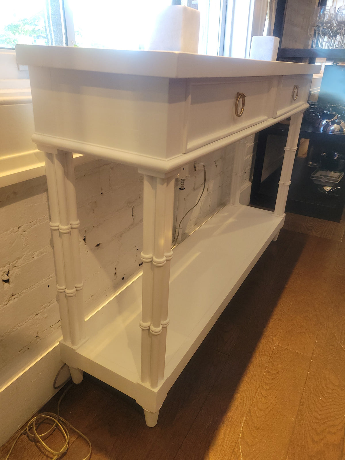 Farringdon Small White Console Table w/ Brass Pulls by Bramble