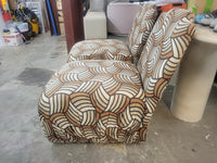 PAIR of MCM Armless Lounge Chairs w/ Custom Upholstery