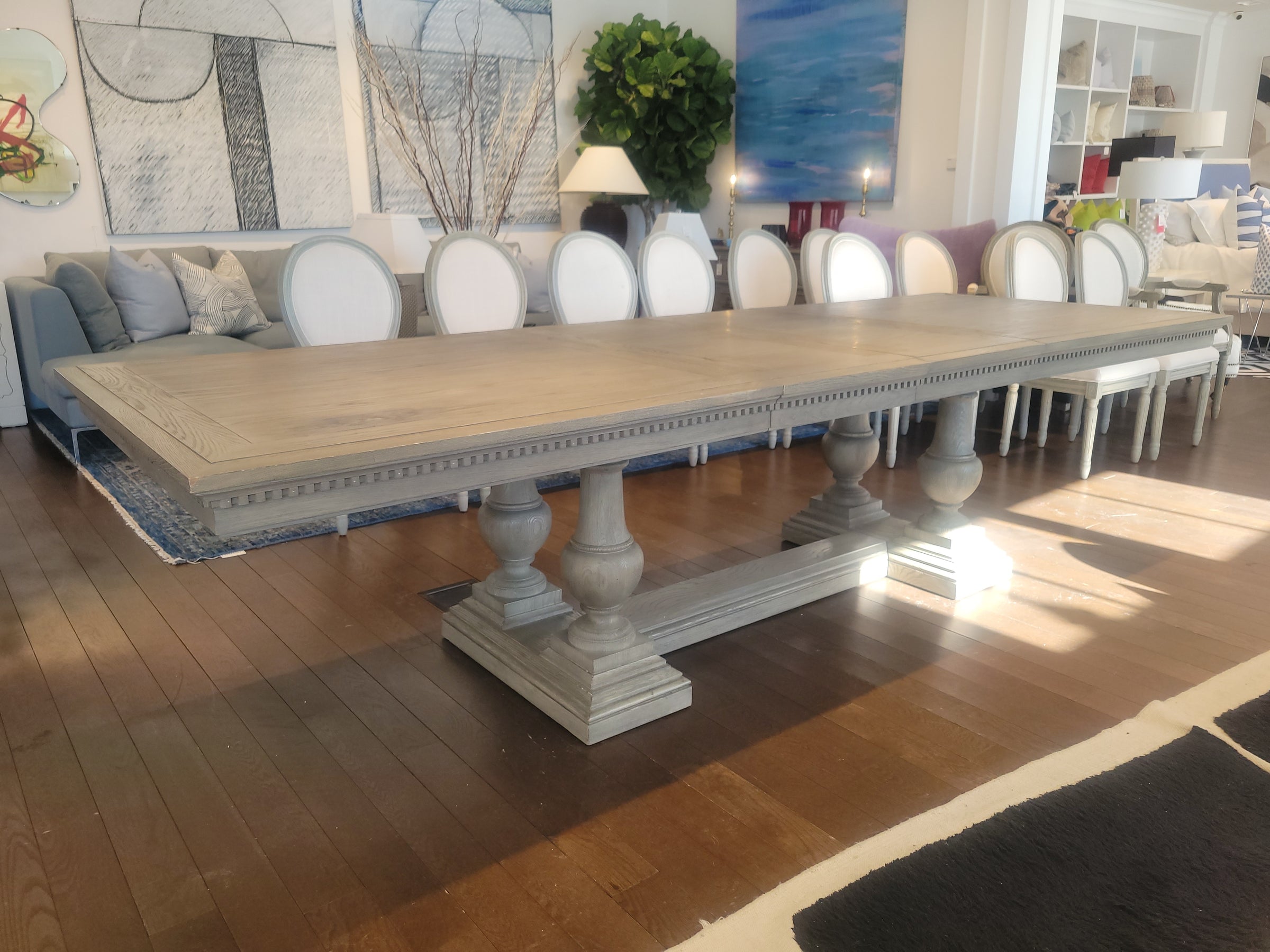 St. James Gray Oak 7-10-ft Rectangular Extension Dining Table w/ 2 Leaves by RH