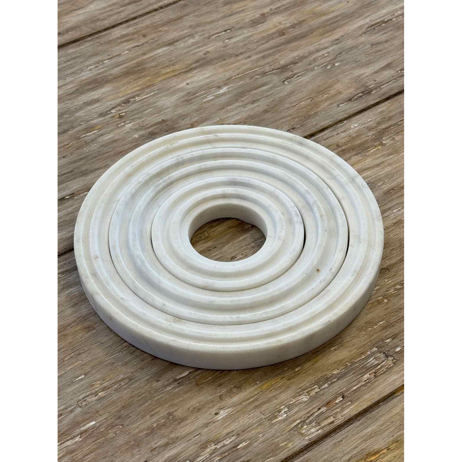 SET of 3 White Marble Trivet Rings