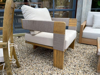 Pair of Teak and Rope Outdoor Armchairs