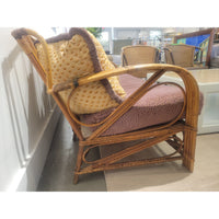 Antique Rattan Sofa w/ Bench Cushion & Pillows (AS IS) - colletteconsignment.com