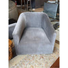 PAIR of Custom Gray Velvet & Black Oak Swivel Chairs