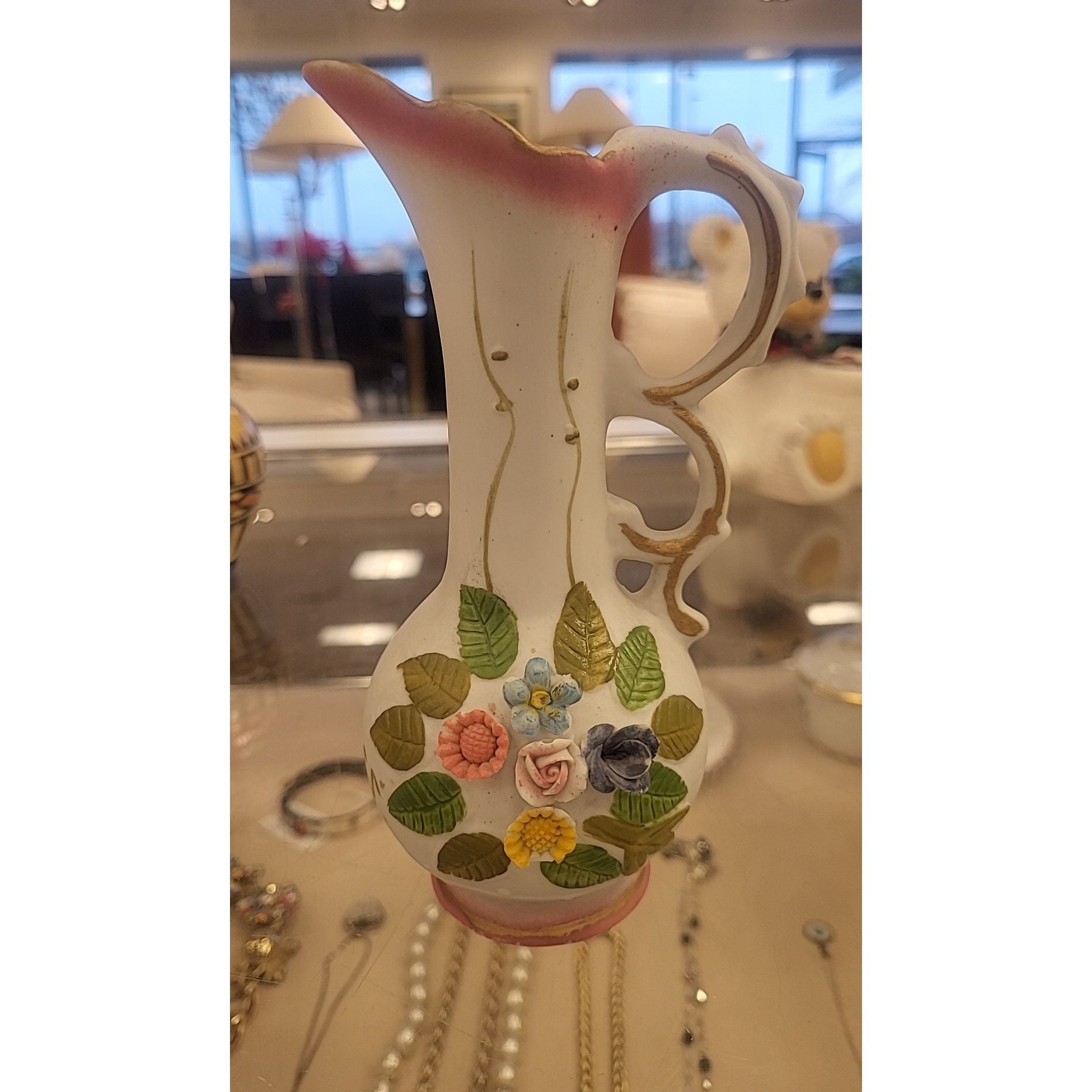 Raised Floral Porcelain Bud Vase