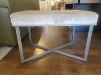 Gray Velvet Jersey Bench w/ Nailhead Trim on Bronzed Metal Base by Vanguard