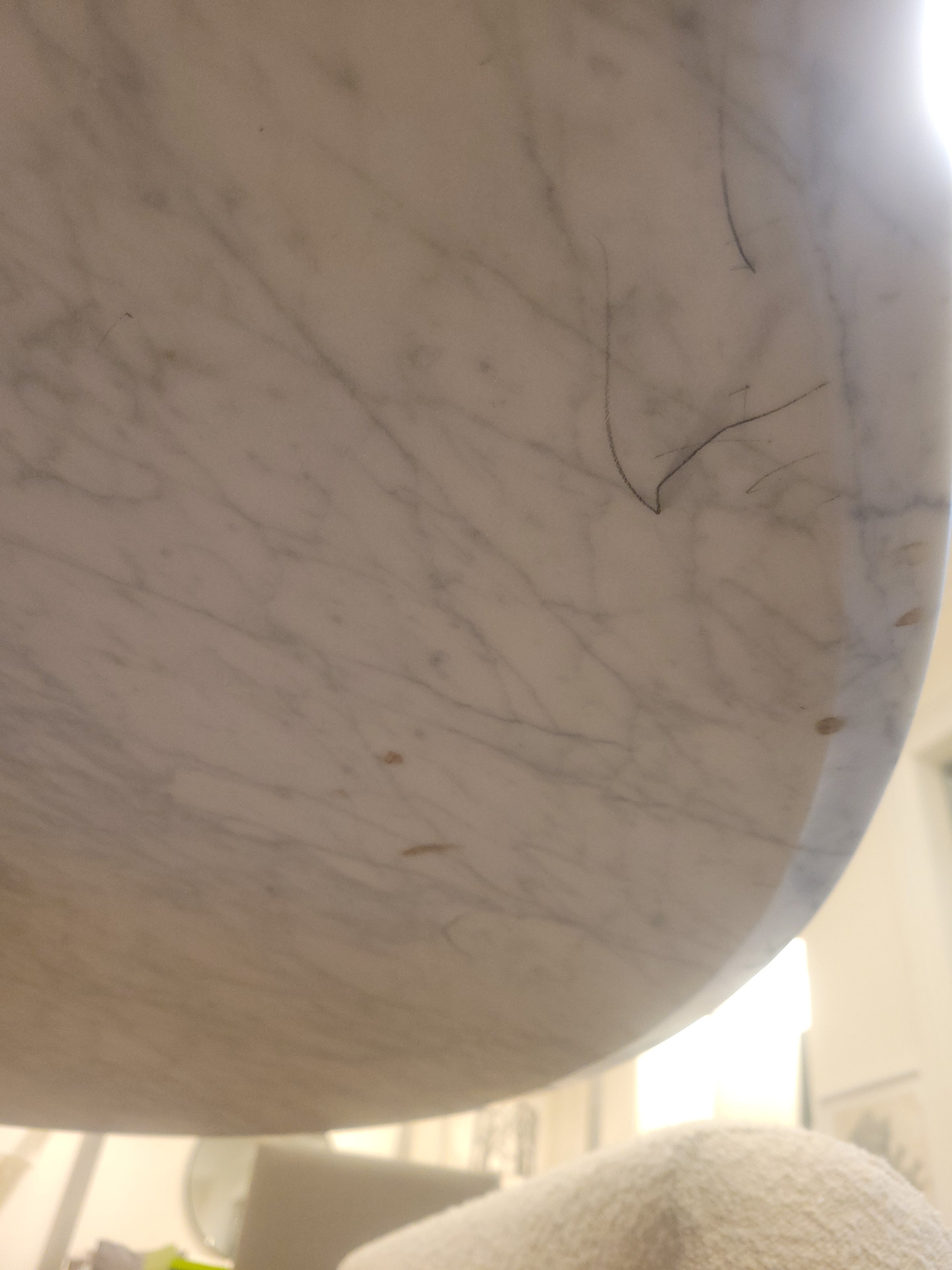 Saarinen Style White Marble Top Dining Table (AS IS)