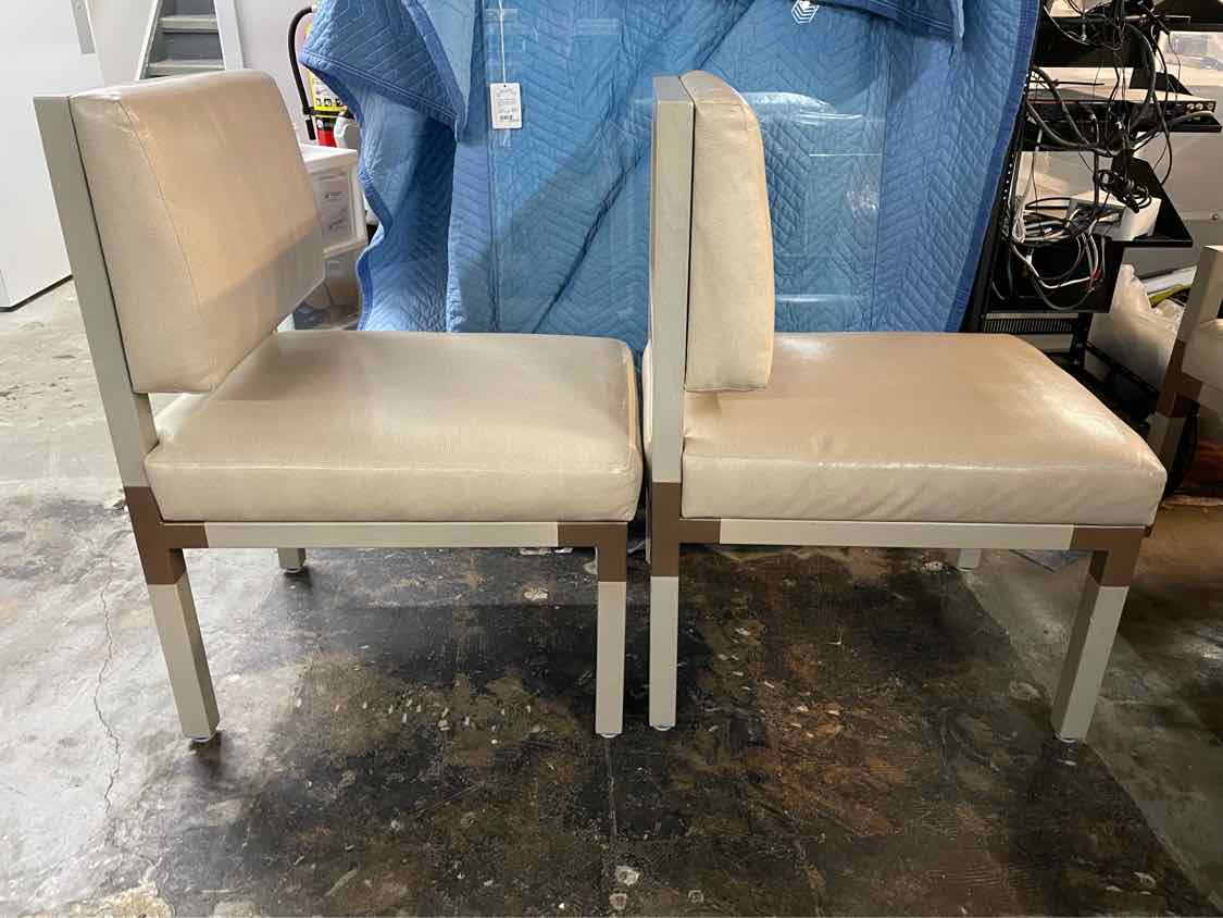 SET of 10 Leather & Brass Dining Chairs by Antoine Proulx for Dennis Miller