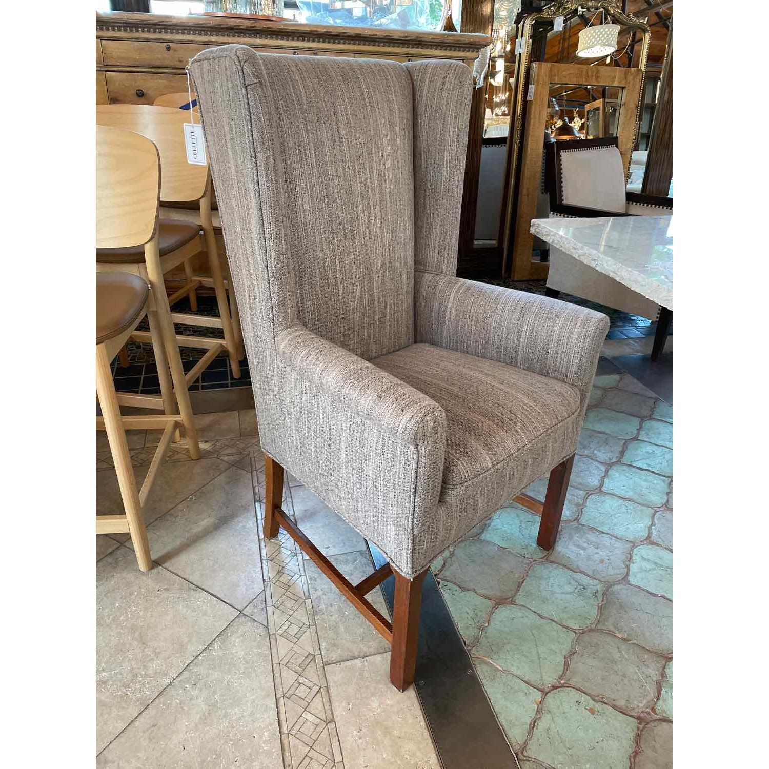 Custom Upholstered Vintage Gray Cashmere Armchair Attrib. to Hickory