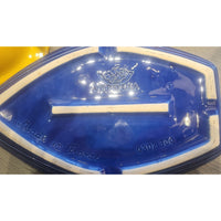 Set of French 2-Blue & 2-Yellow Serving Bowls Fish and Boat 8"L x 6"W x 2"H